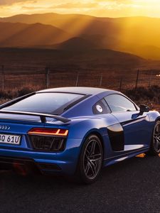 Preview wallpaper audi, r8, v10, blue, side view