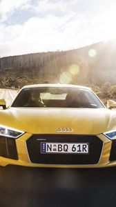 Preview wallpaper audi, r8, v10, yellow, front view