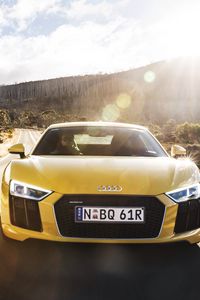 Preview wallpaper audi, r8, v10, yellow, front view