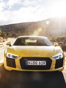 Preview wallpaper audi, r8, v10, yellow, front view