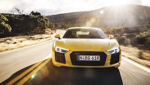 Preview wallpaper audi, r8, v10, yellow, front view