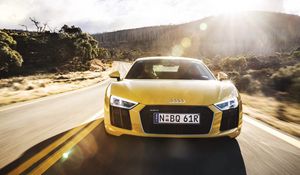 Preview wallpaper audi, r8, v10, yellow, front view