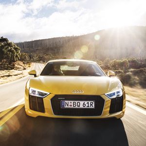 Preview wallpaper audi, r8, v10, yellow, front view