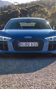 Preview wallpaper audi, r8, v10, blue, front view