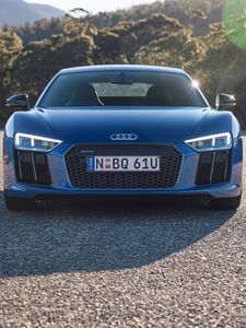 Preview wallpaper audi, r8, v10, blue, front view