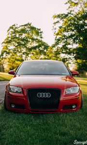 Preview wallpaper audi, red, front bumper