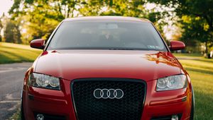 Preview wallpaper audi, red, front bumper