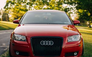 Preview wallpaper audi, red, front bumper