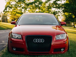 Preview wallpaper audi, red, front bumper