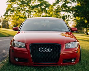 Preview wallpaper audi, red, front bumper