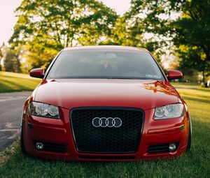 Preview wallpaper audi, red, front bumper