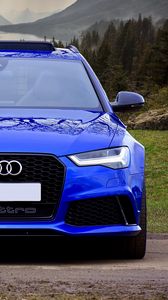 Preview wallpaper audi rs6, audi, car, blue, front view