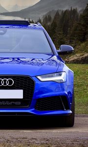 Preview wallpaper audi rs6, audi, car, blue, front view