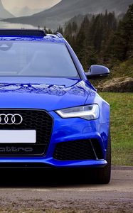 Preview wallpaper audi rs6, audi, car, blue, front view