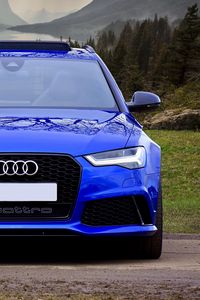 Preview wallpaper audi rs6, audi, car, blue, front view