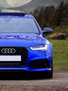 Preview wallpaper audi rs6, audi, car, blue, front view