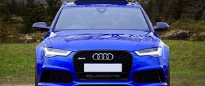 Preview wallpaper audi rs6, audi, car, blue, front view