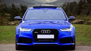 Preview wallpaper audi rs6, audi, car, blue, front view