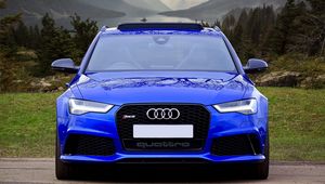 Preview wallpaper audi rs6, audi, car, blue, front view