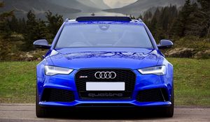 Preview wallpaper audi rs6, audi, car, blue, front view