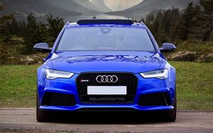 Preview wallpaper audi rs6, audi, car, blue, front view