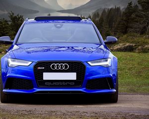 Preview wallpaper audi rs6, audi, car, blue, front view