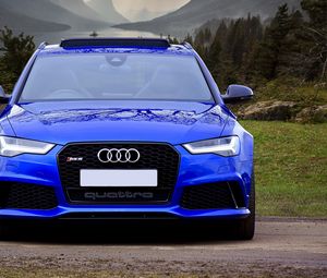 Preview wallpaper audi rs6, audi, car, blue, front view