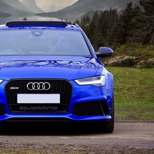 Preview wallpaper audi rs6, audi, car, blue, front view