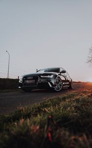 Preview wallpaper audi rs6, audi, car, black, road