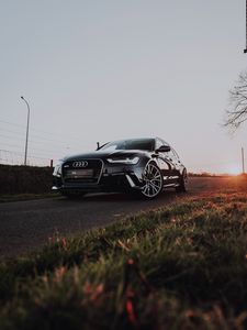 Preview wallpaper audi rs6, audi, car, black, road