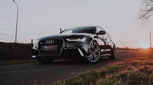 Preview wallpaper audi rs6, audi, car, black, road