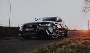 Preview wallpaper audi rs6, audi, car, black, road