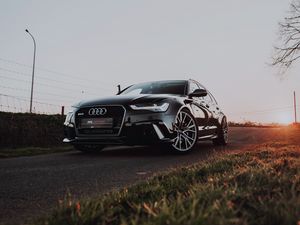 Preview wallpaper audi rs6, audi, car, black, road