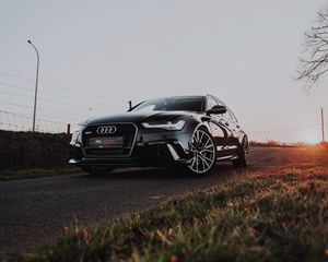 Preview wallpaper audi rs6, audi, car, black, road