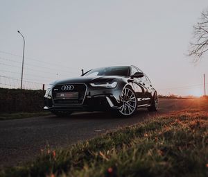 Preview wallpaper audi rs6, audi, car, black, road