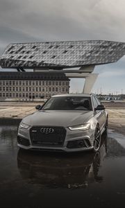 Preview wallpaper audi rs6, audi, car, gray, front view