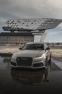 Preview wallpaper audi rs6, audi, car, gray, front view