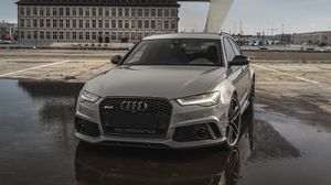 Preview wallpaper audi rs6, audi, car, gray, front view