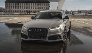 Preview wallpaper audi rs6, audi, car, gray, front view