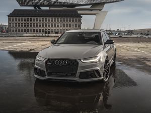 Preview wallpaper audi rs6, audi, car, gray, front view