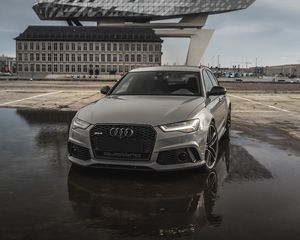 Preview wallpaper audi rs6, audi, car, gray, front view