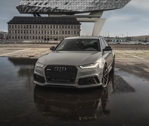 Preview wallpaper audi rs6, audi, car, gray, front view