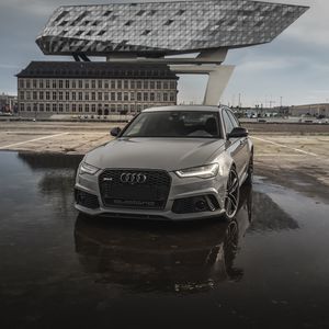 Preview wallpaper audi rs6, audi, car, gray, front view