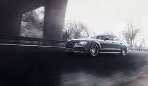 Preview wallpaper audi rs7, audi, car, gray, road, speed