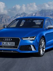 Preview wallpaper audi, rs7, blue, front view