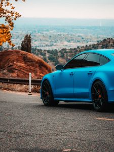 Preview wallpaper audi s7, audi, car, sports car, blue, road