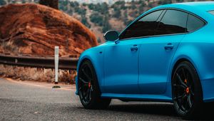 Preview wallpaper audi s7, audi, car, sports car, blue, road