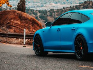 Preview wallpaper audi s7, audi, car, sports car, blue, road