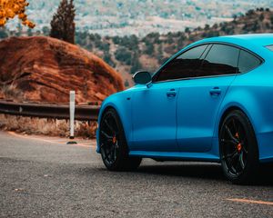 Preview wallpaper audi s7, audi, car, sports car, blue, road