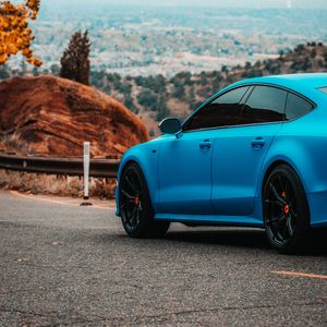 Preview wallpaper audi s7, audi, car, sports car, blue, road